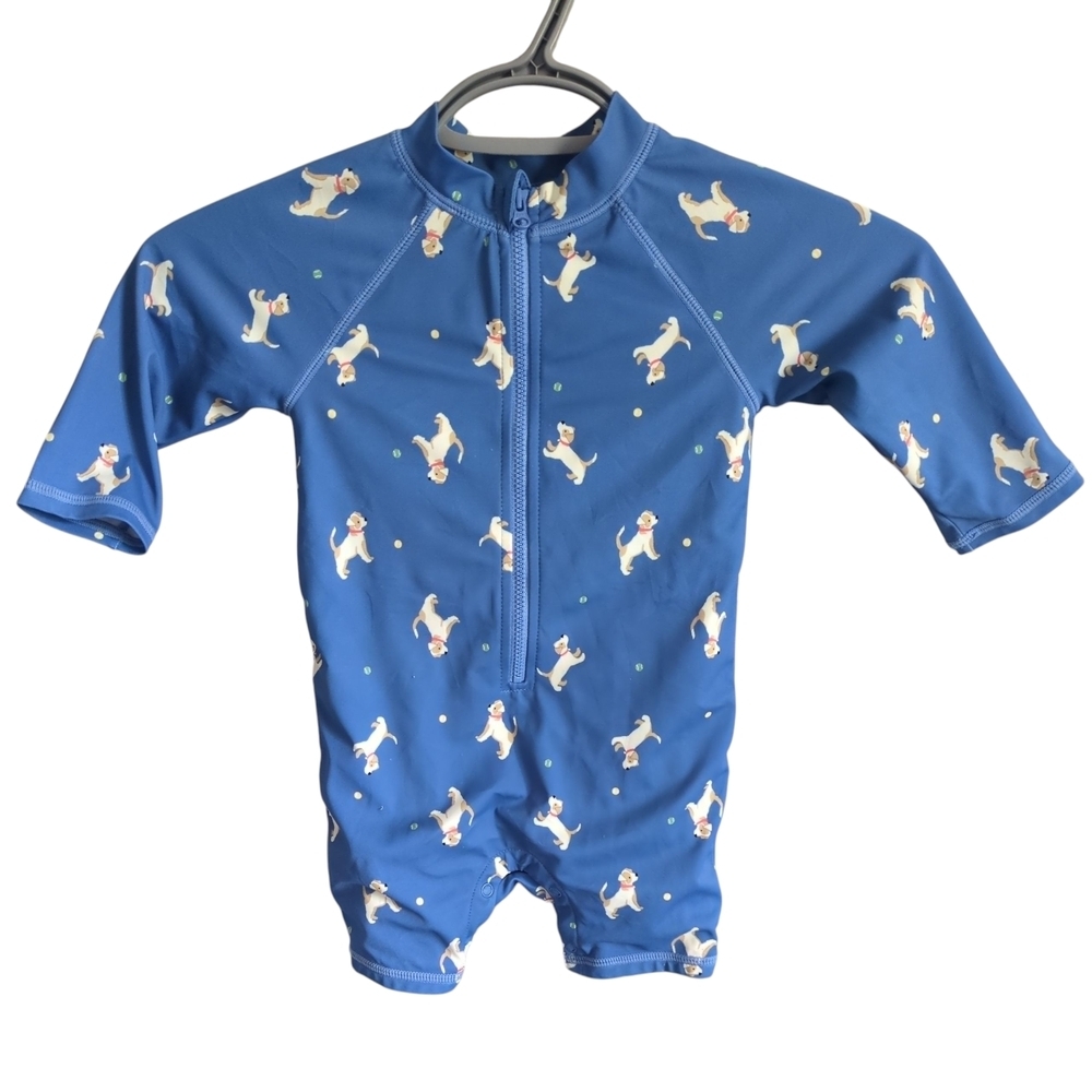 Janie and Jack Baby Recycled Dog Rash Guard‎ Blue Swimsuit Size 18-24 Months